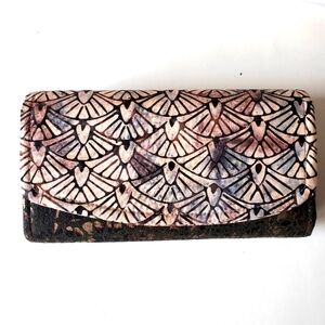 Handmade Brown Batik Fabric Wallet with Wrist Strap